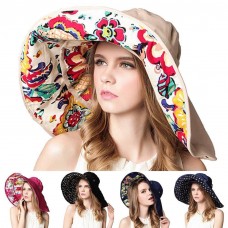 Mujer Folding Wide Large Brim Sun Visor Hat Casual Summer Holiday Beach Caps  eb-88337123